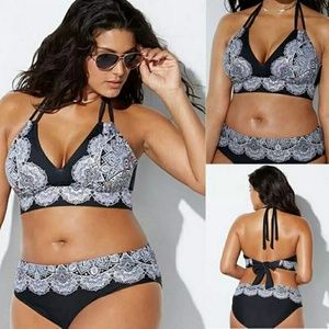 Women's Two Piece Print Padded Bra Swimsuit